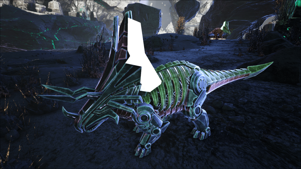 A friendly Tek Triceratops on Ark: Genesis