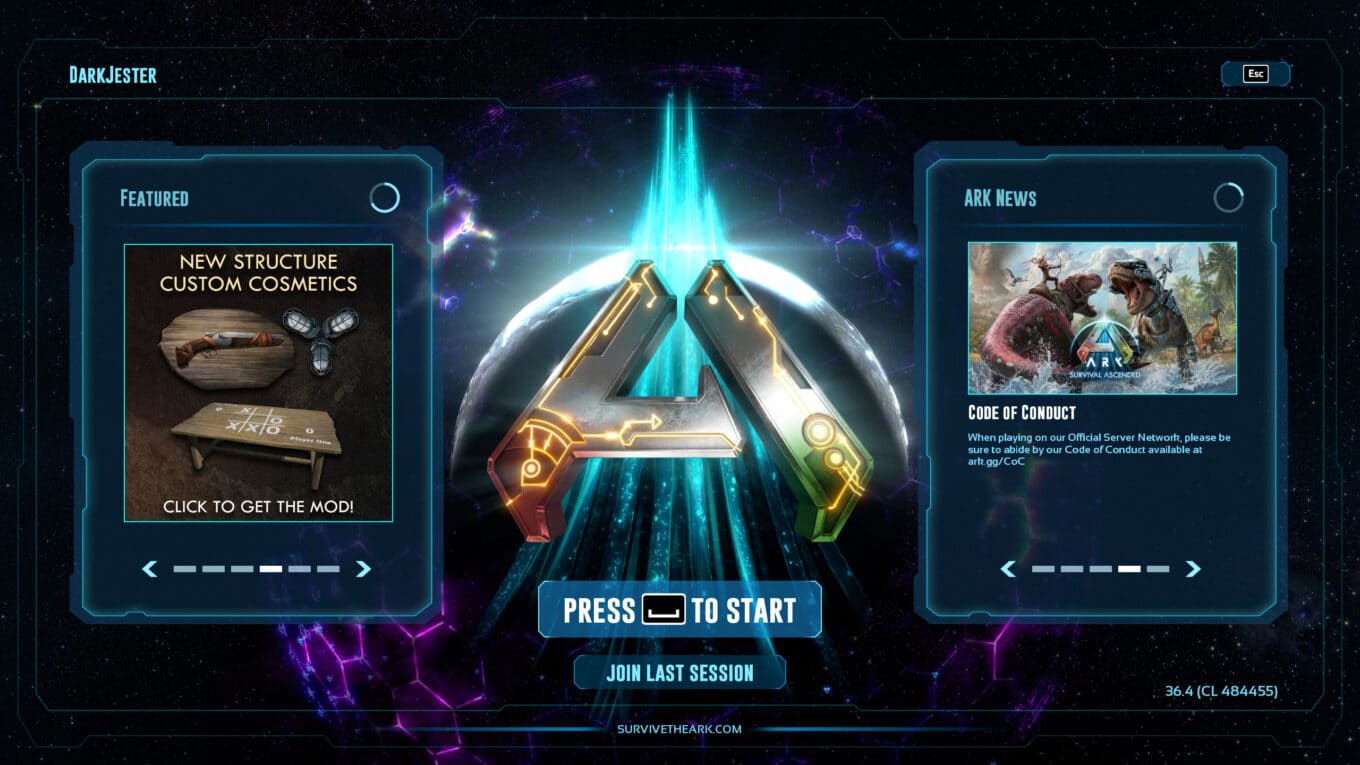 ARK Survival Ascended Main Menu