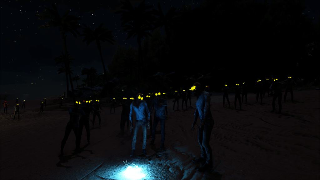 A zombie horde on the island Ark