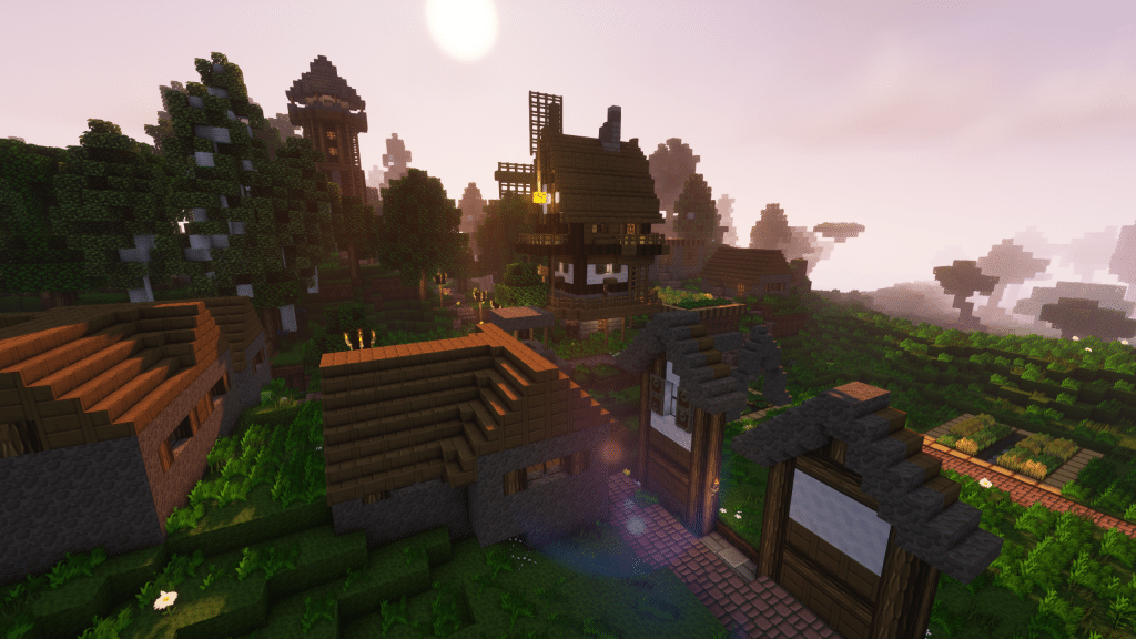 Minecraft Enigmatica 2: Looking Out Over a Village